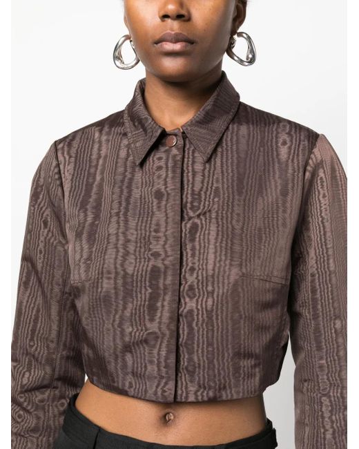 MARINE SERRE Brown Regenerated Moire Tailored Jacket