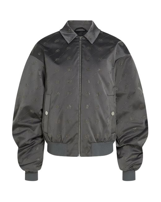 Karl Lagerfeld Gray Logo-Embellished Bomber Jacket