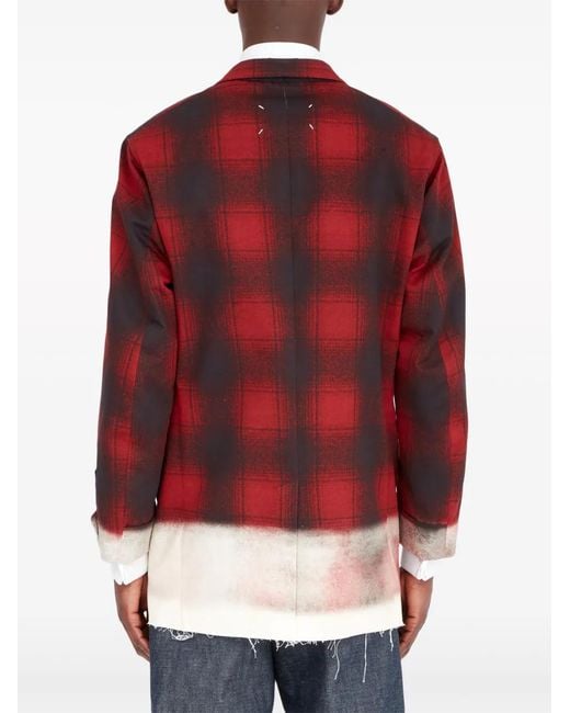 Maison Margiela Red Pendleton Checked Blazer for men