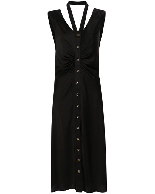 Pinko Black Ruched-detail Midi Dress
