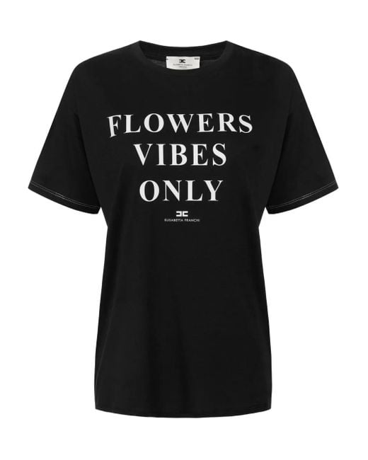 Elisabetta Franchi Black Text-Print T-Shirt
