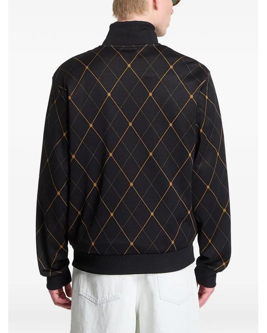 Fred Perry Black Argyle-Pattern Track Jacket for men