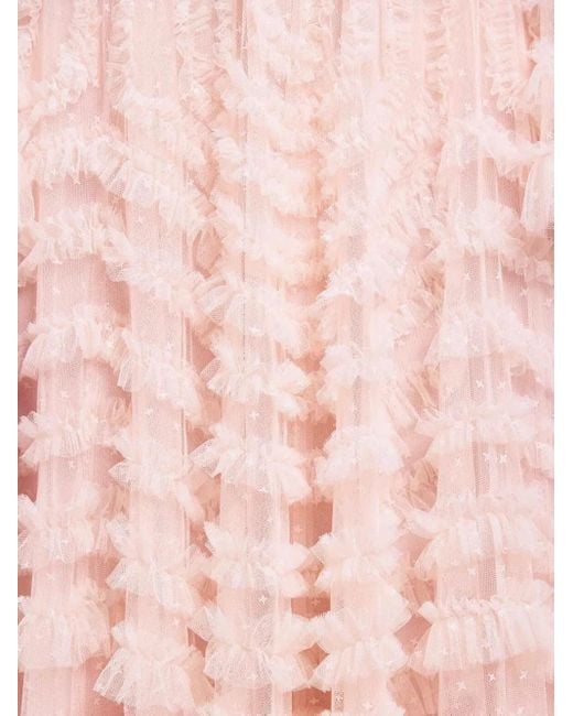 Needle & Thread Pink Ruffled-Panel Maxi Dress