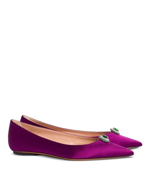 Alberta Ferretti Purple Pointed-Toe Ballet Flats