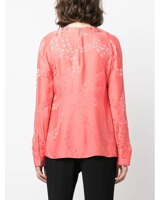 Stella McCartney Red Chain-Link Print Blouse