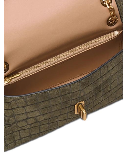 Marc Jacobs Gray Croc Chain Suede Mini Bag