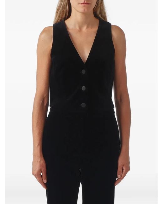 Max Mara Black Velvet V-Neck Waistcoat