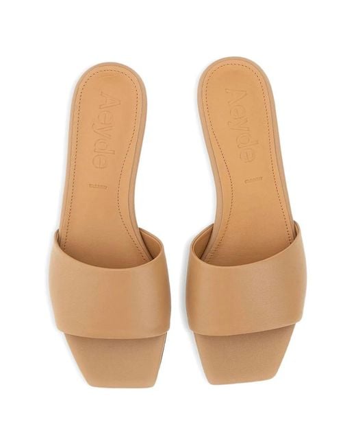Aeyde Natural Anna Square Toe Strap Sandals