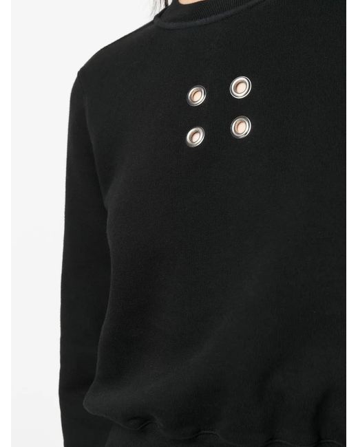 Rick Owens Black Eyelet-Embellished Cropped Sweatshirt