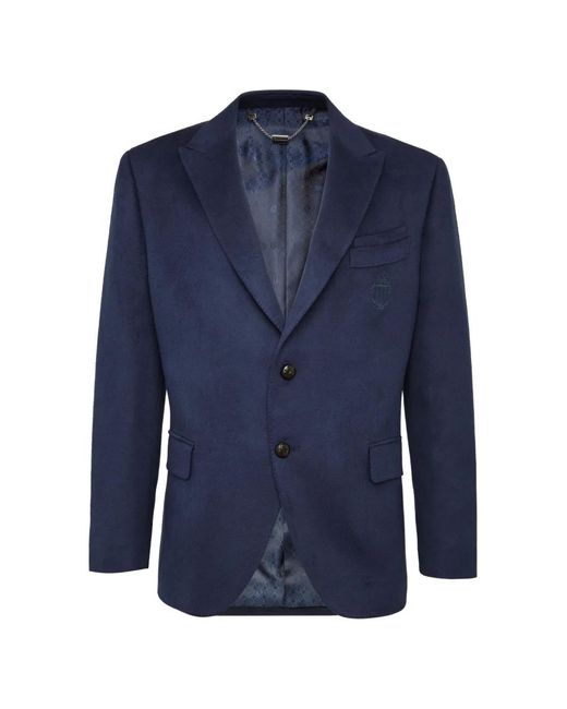 Billionaire Blue Crest Single-Breasted Blazer for men