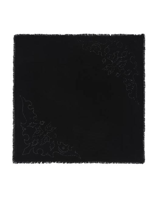 Zadig & Voltaire Black Stevie Strass Fringed Scarf