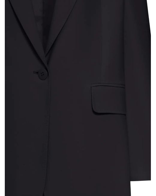 Max Mara Blue Single-Breasted Peak-Lapel Blazer
