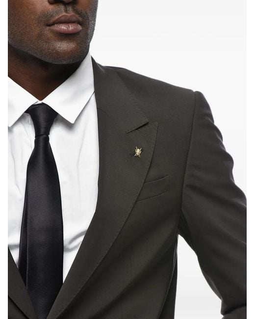 Corneliani Black Single-Breasted Peak-Lapel Suit for men