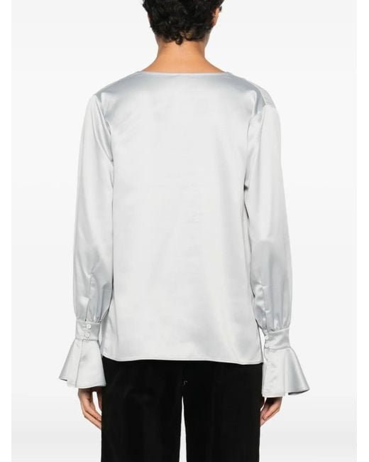 Pinko White Filipa Blouse With Cowl Neck