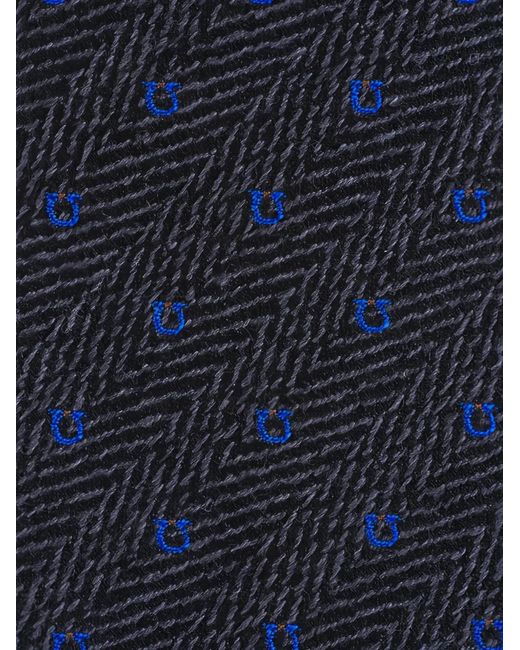 Ferragamo Blue Herringbone Pattern Tie for men
