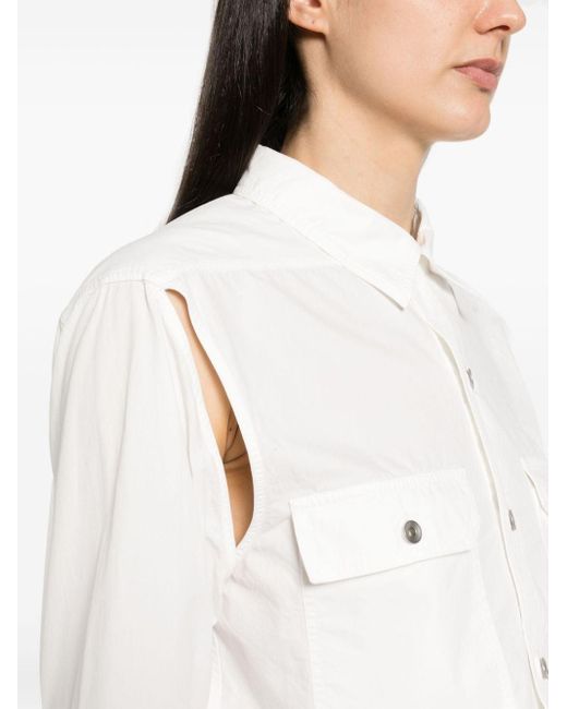 Rick Owens White Cropped-Hemd mit Cut-Out