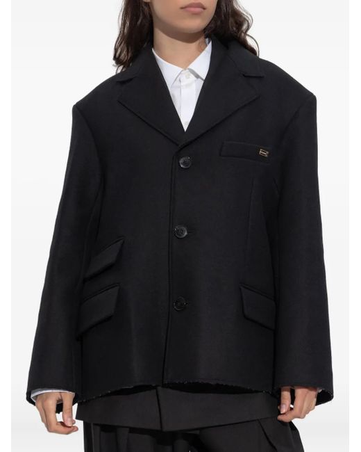 Victoria Beckham Blue Raw-Cut Blazer