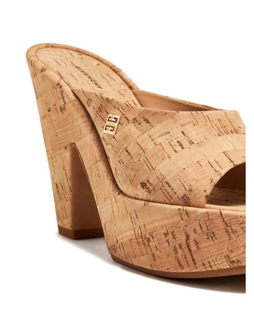 Givenchy Brown 4G Cork Platform Mules