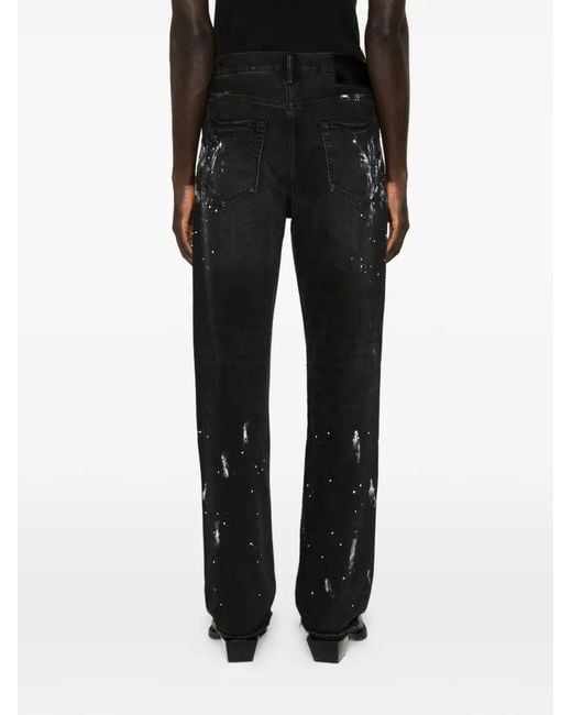 Vaqueros rasgados con salpicadura de pintura Purple Brand de hombre de color Black