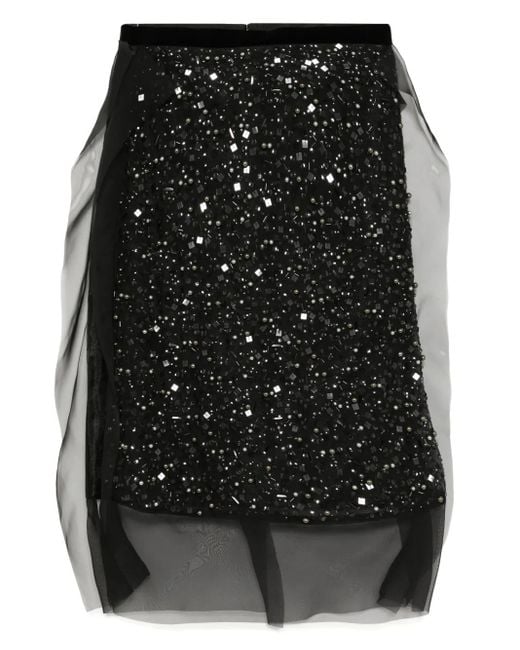 Gonna Con Paillettes di Sacai in Black