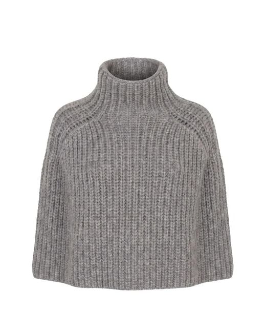 Sa Su Phi Gray Ribbed-Knit Cashmere Sweater