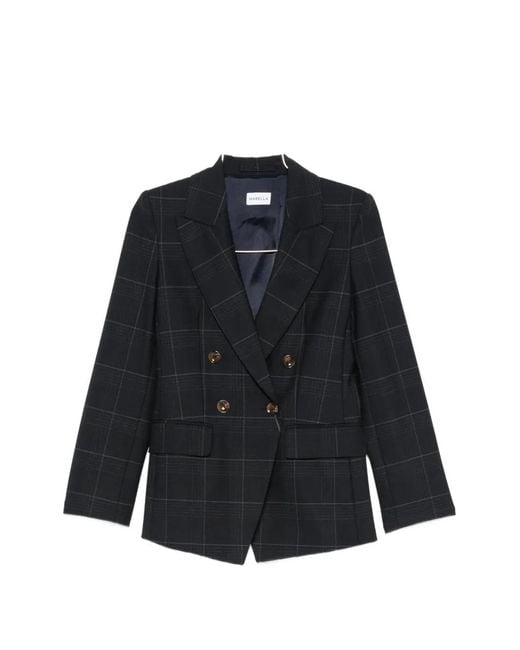 Marella Blue Mllefedra Double-Breasted Check-Pattern Blazer