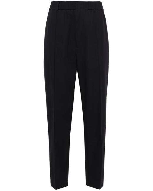 Emporio Armani Blue Elasticated-Waist Tapered-Leg Trousers for men