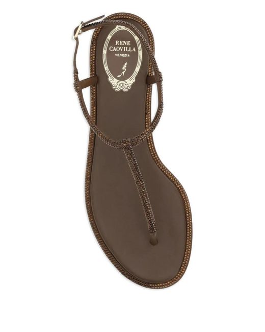 Rene Caovilla Brown Diana Embellished Sandals