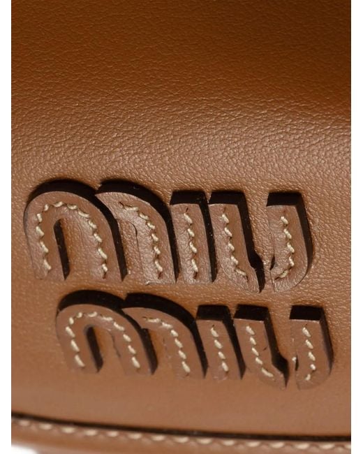 Miu Miu Brown Logo-Lettering Buckle-Fastening Backpack