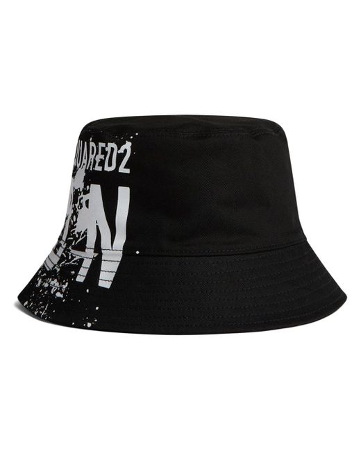 DSquared² Black Logo-print Bucket Hat for men