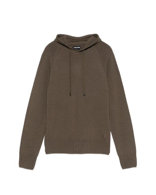 Tom Ford Natural Raglan-Sleeve Knitted Hoodie for men