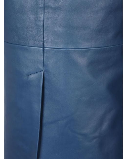 Frankie Shop Blue Taney Leather Midi Skirt