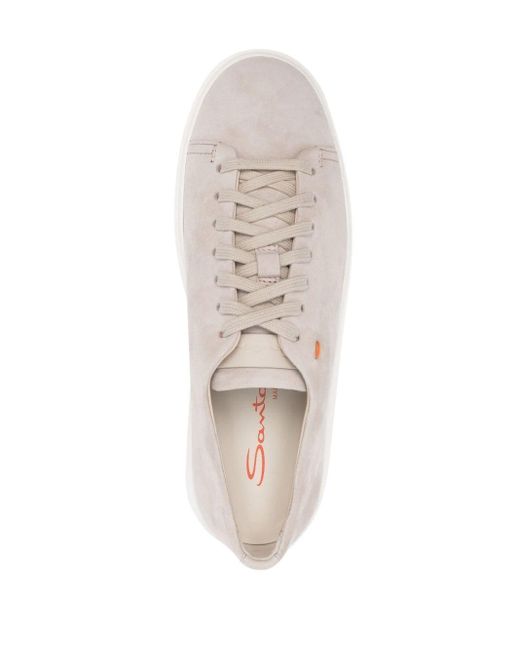 Santoni Stitch-detail Low-top Sneakers in White | Lyst
