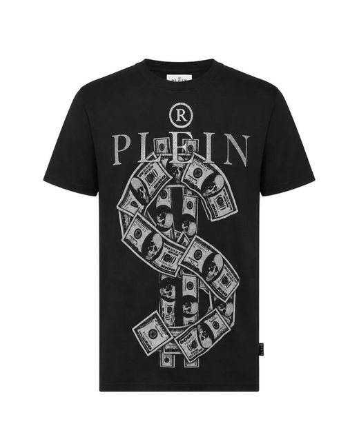 Philipp Plein Black Jersey T-Shirt Plein Dollar for men