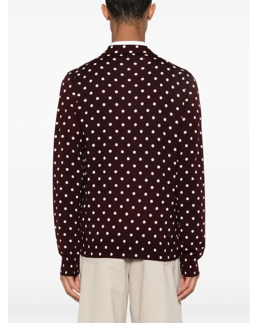 COMME DES GARÇONS PLAY Blue Polka-Dot Wool Cardigan for men