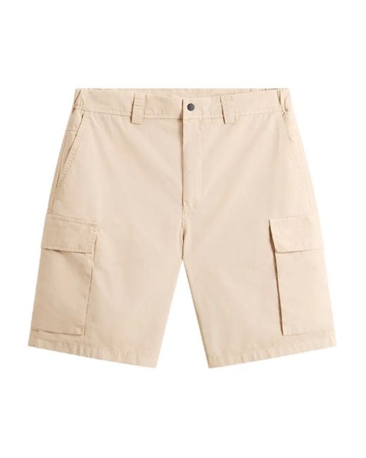 Woolrich Natural Gabardine Cargo Shorts for men