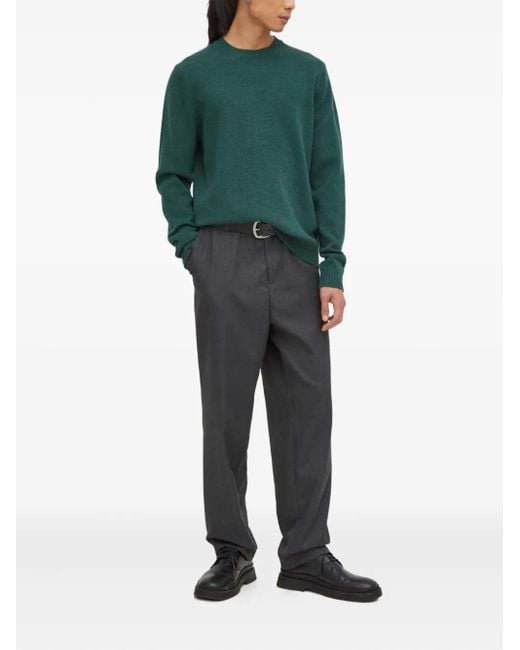 Samsøe & Samsøe Green Ribbed Crew-Neck Sweater for men