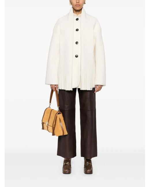 Forte Forte Natural Short Wool Coat With Scarf