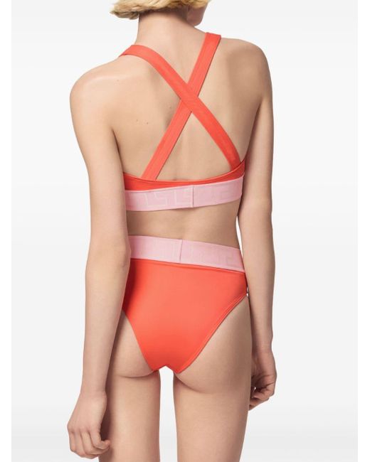Versace Orange Cut-out Detailing Bikini Top