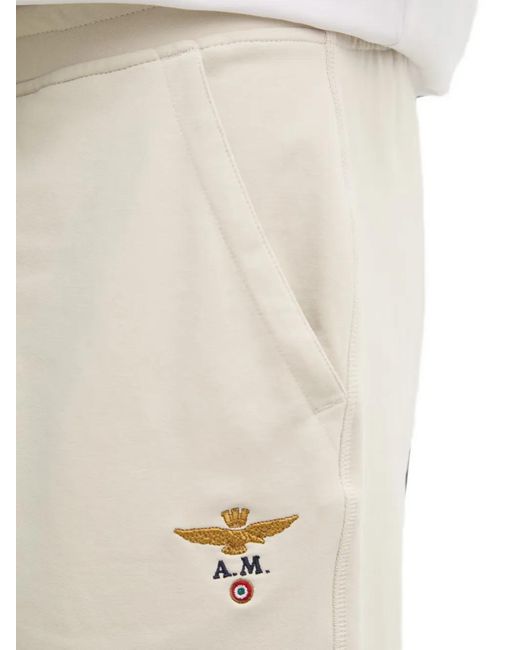 Aeronautica Militare Natural Logo-Embroidered Drawstring Shorts for men