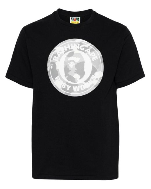 A Bathing Ape Black Graphic-print Cotton T-shirt for men