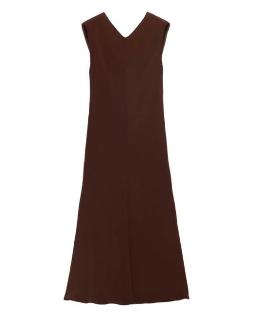 Prada Brown Satin Crepe Midi Dress
