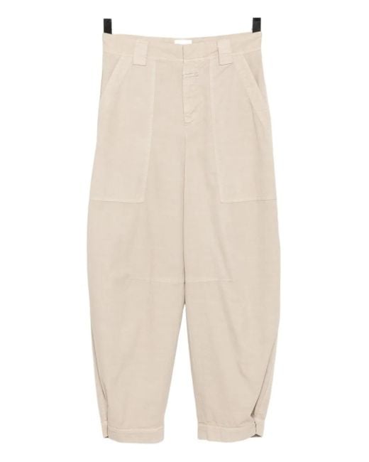 Closed Natural Logo-Patched Trousers