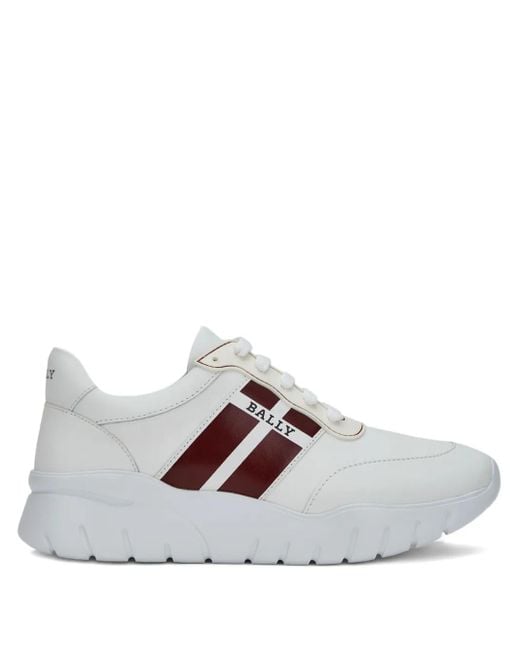 Bally White Side-Stripe Logo Sneakers for men