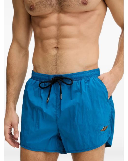 Aeronautica Militare Blue Logo-Embroidered Drawstring Swim Shorts for men