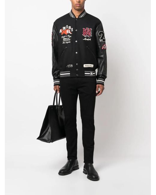 Amiri Black Logo-patch Varsity Jacket for men