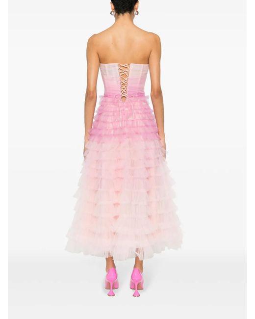 Ana Radu Pink Gradient-Effect Tulle Dress
