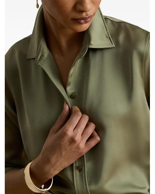 Ralph Lauren Green Satin Regular Fit Shirt