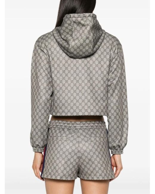 Gucci Brown Gg Technical Jersey Zip Jacket