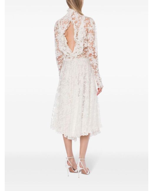 Philosophy Di Lorenzo Serafini White Floral-lace Full-skirt Dress